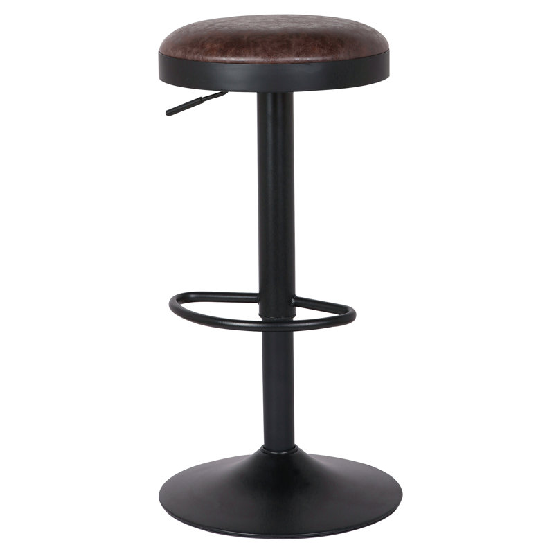 Jaydon Swivel Upholstered Adjustable Height Stool, Vintage Coffee Brown
