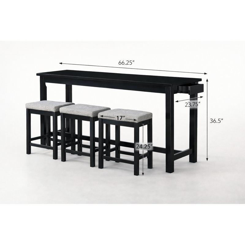 3 - Person Dining Set, Black