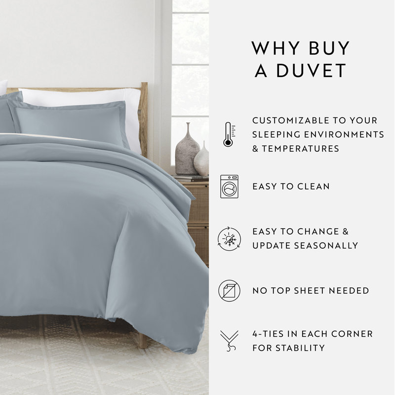 Super Soft Microfiber Duvet Cover Set, Twin Duvet Cover + 1 Sham, Light Blue