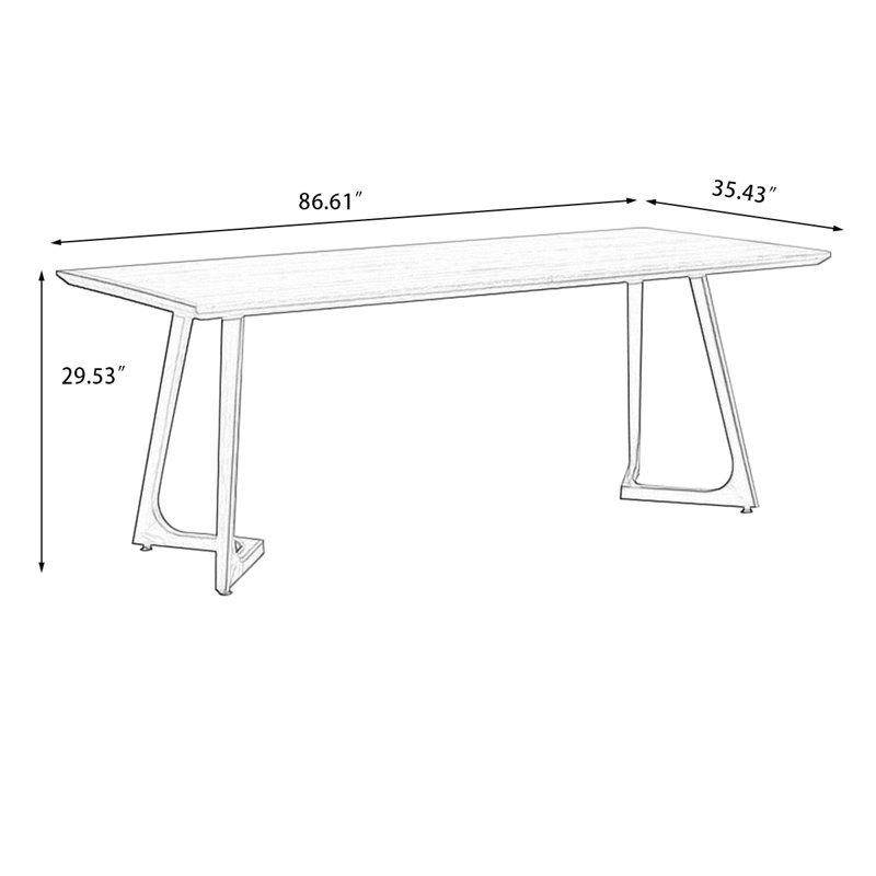 Brown Rectangular Solid Wood Dining Table, 29.53"H x 86.61"L x 35.43"W