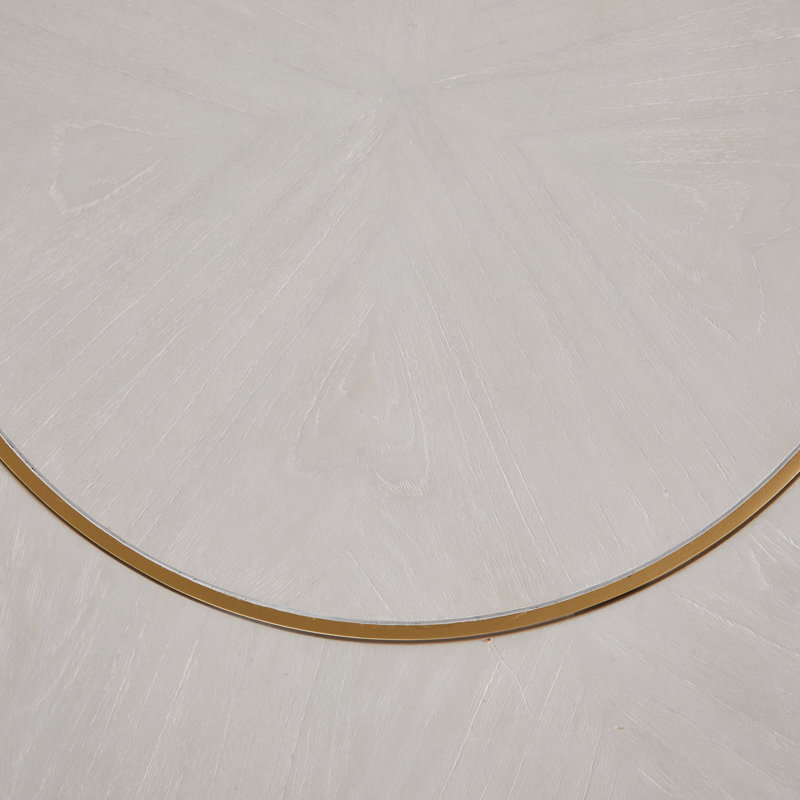Morgan Mahogany Solid Wood Dining Table, Cerused White/Gold