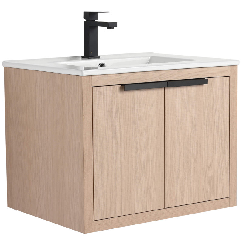 Meuble-lavabo Toddington de 24 po de largeur avec portes - lavabo inclus, Chêne blanc