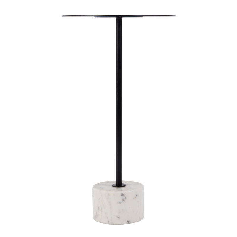 Kerstin 13.75 in. W Round Iron and Marble Side Table