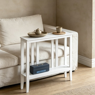 Bamboo Console Table With 2-Tier Storage, Narrow Sofa Table For Entryway, Hallway, Or Behind Couch, Space-Saving Design For Living Room And Small Spaces