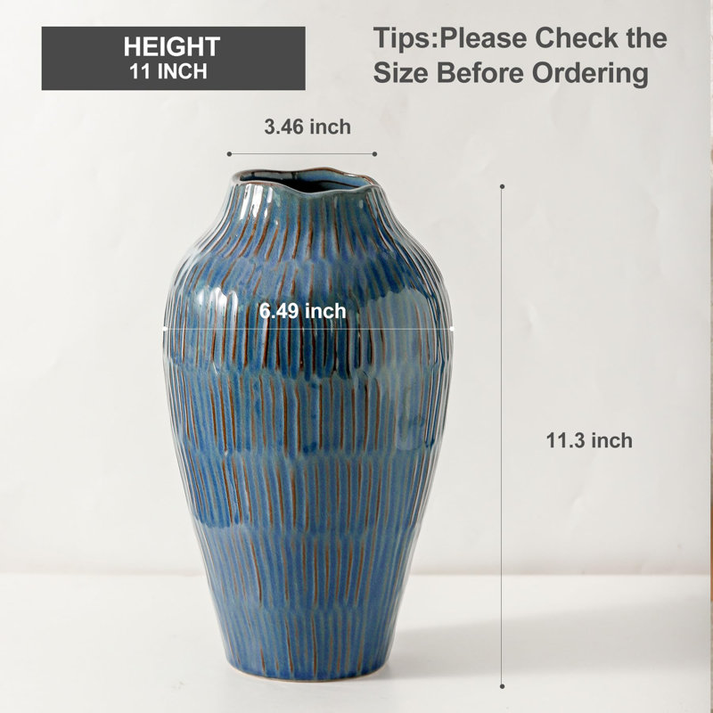 Vase 11,6 pouces Pampas, Bleu