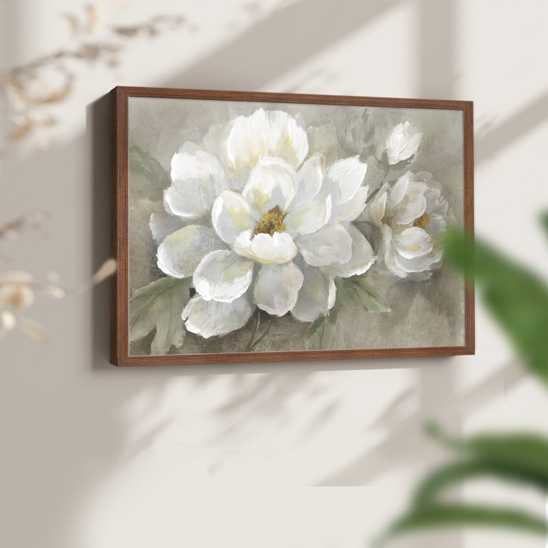 «White Delight», reproduction encadrée, H 16 po x l 20 po, Noyer