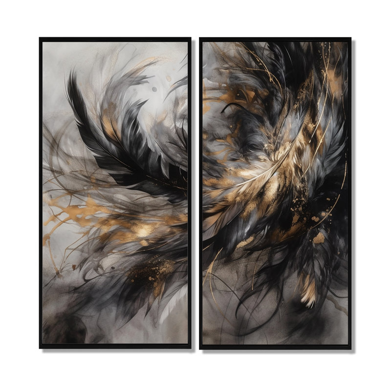 Or et noir Expressions de la liberté I - art mural traditionnel orange, 32" H x 32" W, Impression encadrée flottante, Black