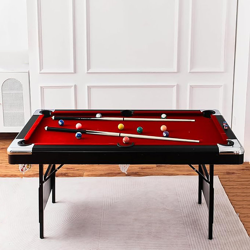 Table de billard portable pliable Forfamily Game Room Kid Adulte, H 31,49 po x L 84,25 po x l 44,88 po, Rouge