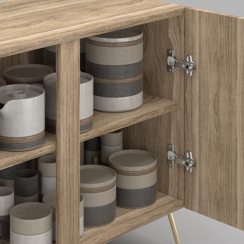 Buffet, armoire de rangement de cuisine avec 2 portes, motifs de carreaux multicolores bleu et rose, console pour salle à manger L 35 po x l 18 po x H 29 po