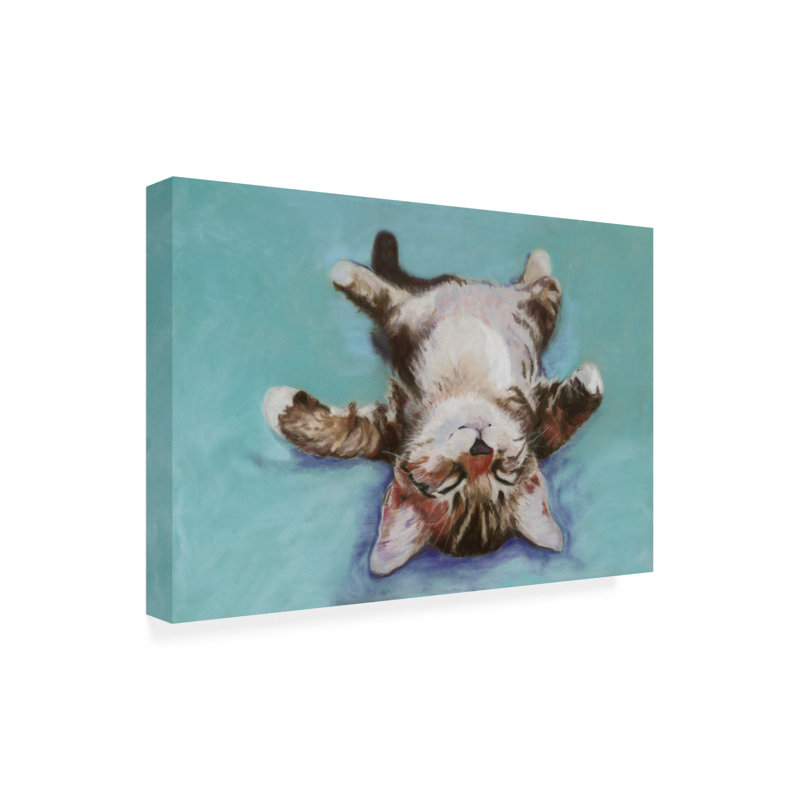 Toile tendue - Pat Saunders - art mural blanc «Little Napper» pour le salon, la chambre à coucher ou le bureau - 14 x 19