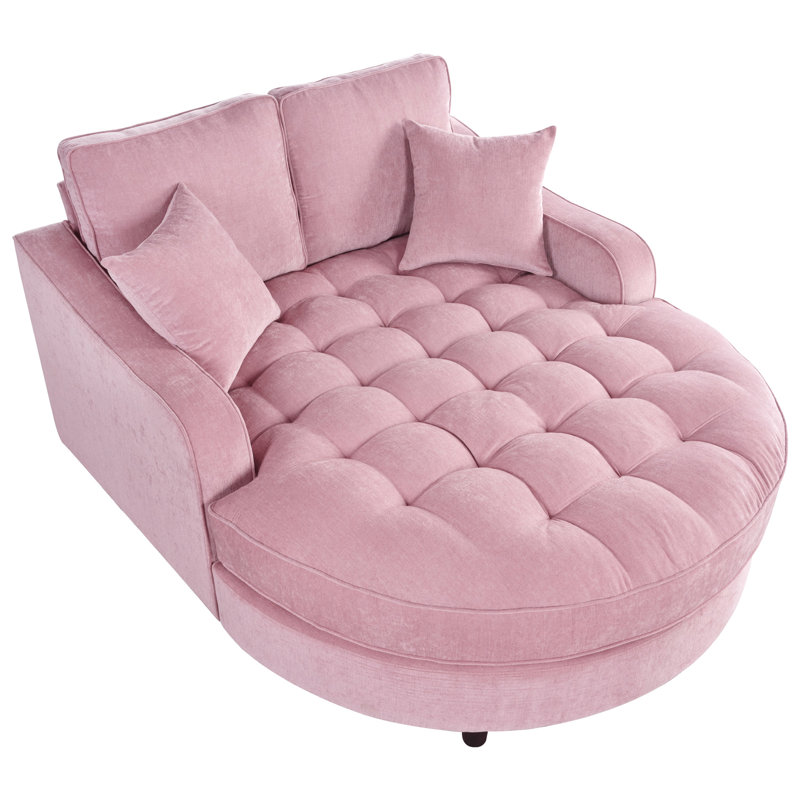 Pink Chaise Lounge Bed, Fabric, Detachable Pillows, 55" For Attractive Look Living Room Pink, Seat And Pillows Fashion Sense