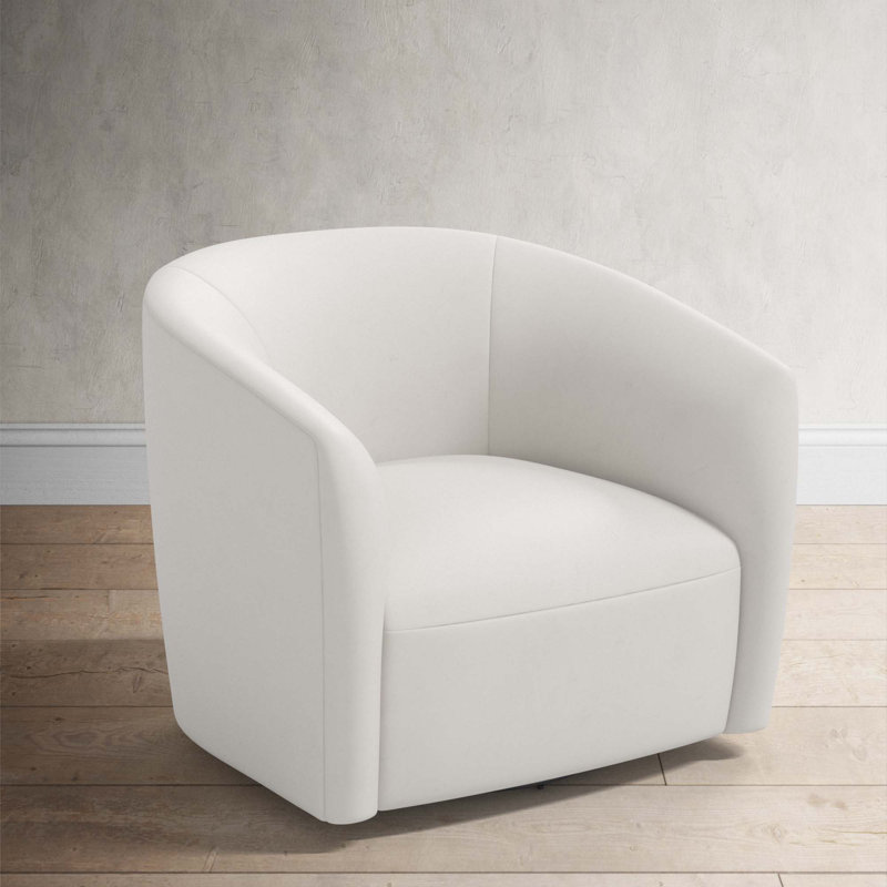Marita 32" Barrel Chair, Bella Light Gray Performance Velvet