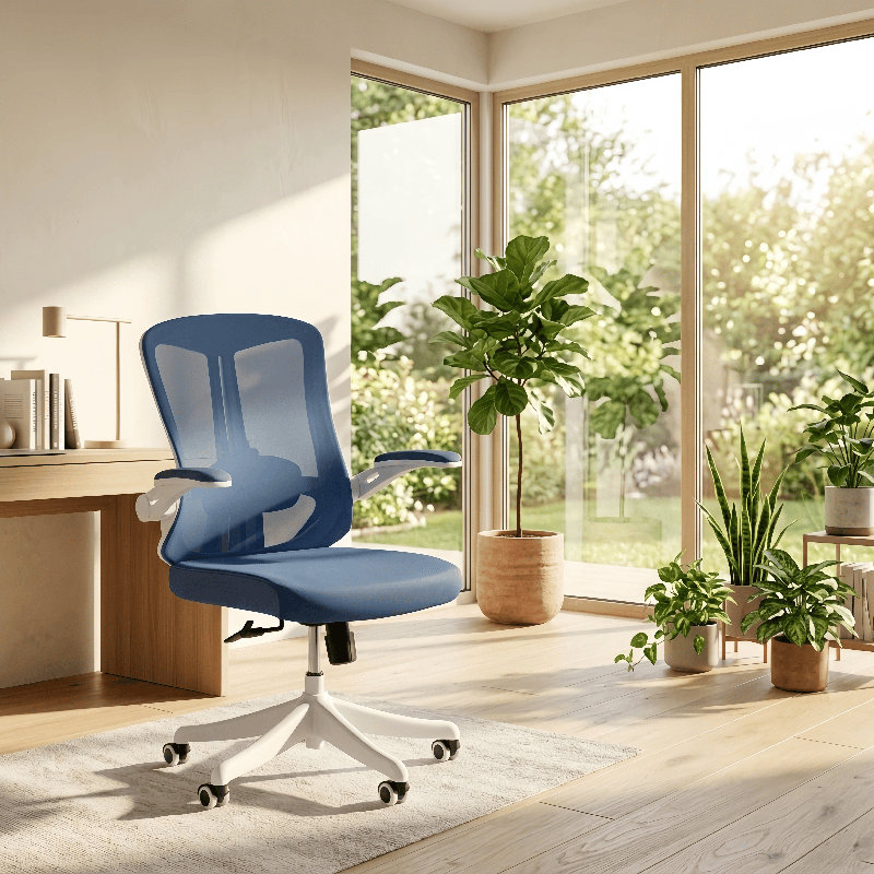 Fauteuil de bureau ergonomique Norberta Home, Blanc, Bleu