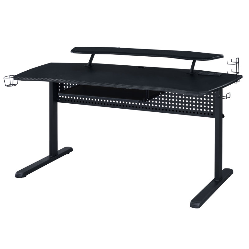 Bureau de jeu Ahad avec prises intégrées, Noir