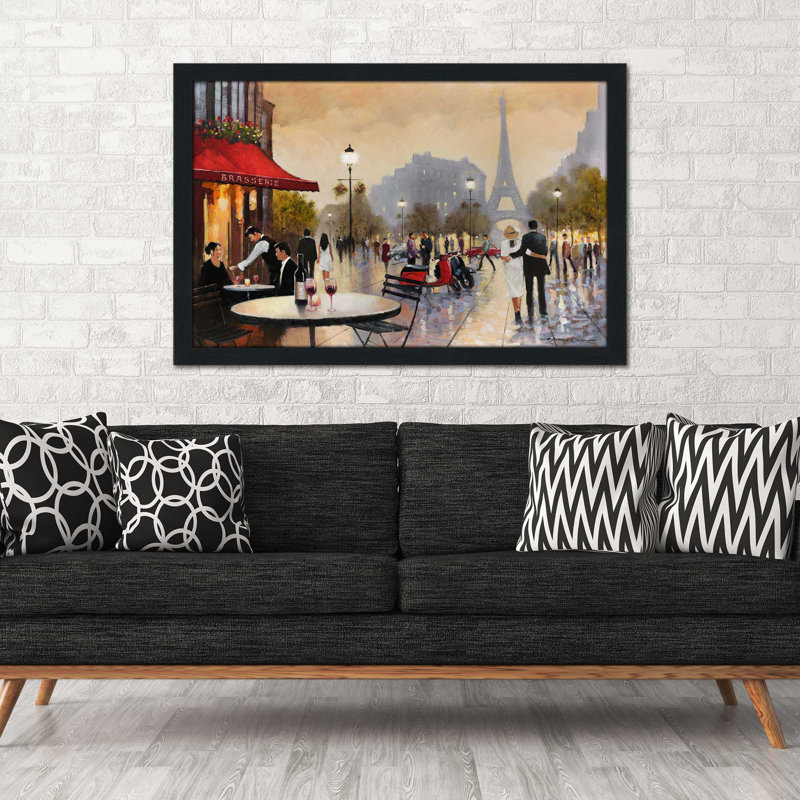Paris Stroll par - Peinture, Cadre espresso, H 27,5 po x l 39,5 po x P 0,75 po