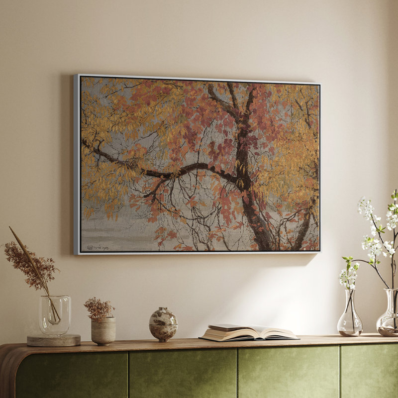Paysage rétro - DCxxi, H 17 po x l 25 po x P 2 po, Toile encadrée flottée blanche