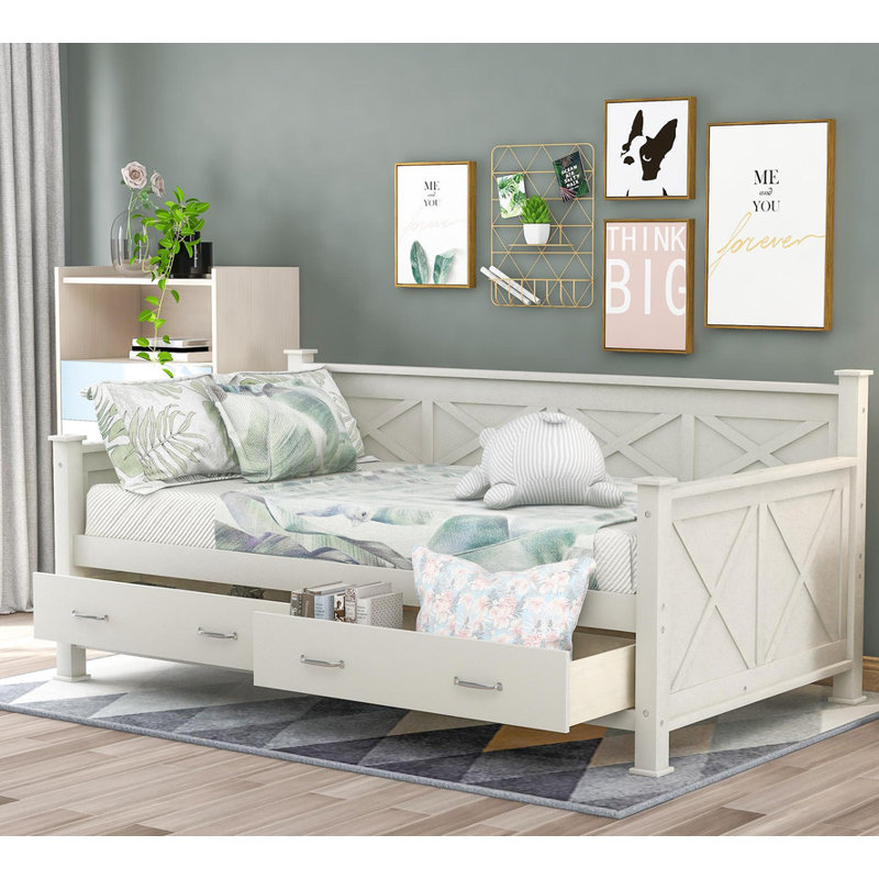 Lit de jour rembourré avec pieds de soutien - tête de lit et accoudoirs, essentiel pour la chambre à coucher, Blanc