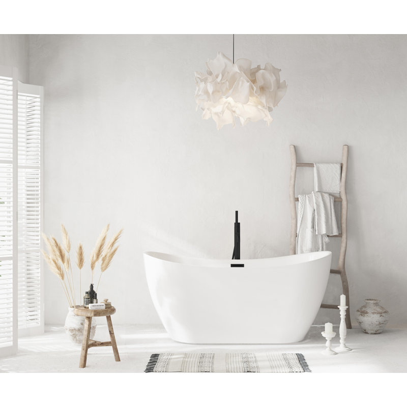 59 Inch Bathtub with Trim, Matte Black