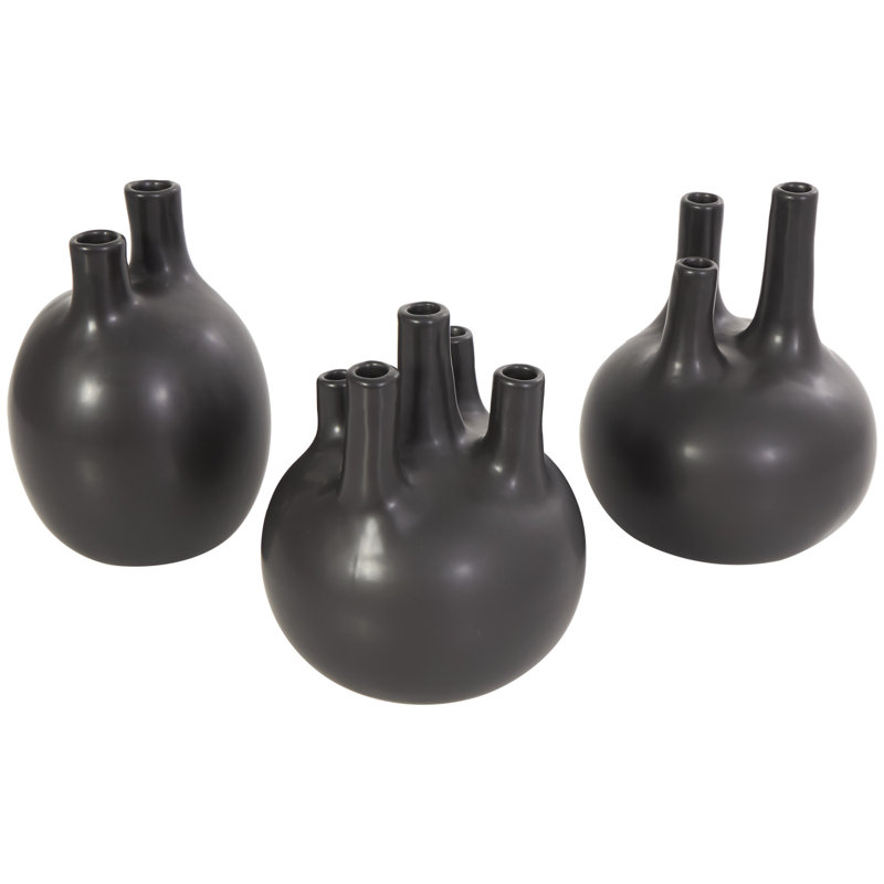 Ensemble de vases de table en céramique faits à la main Horsham, Noir, H 7,2 po x l 6,15 po x P 6,2 po