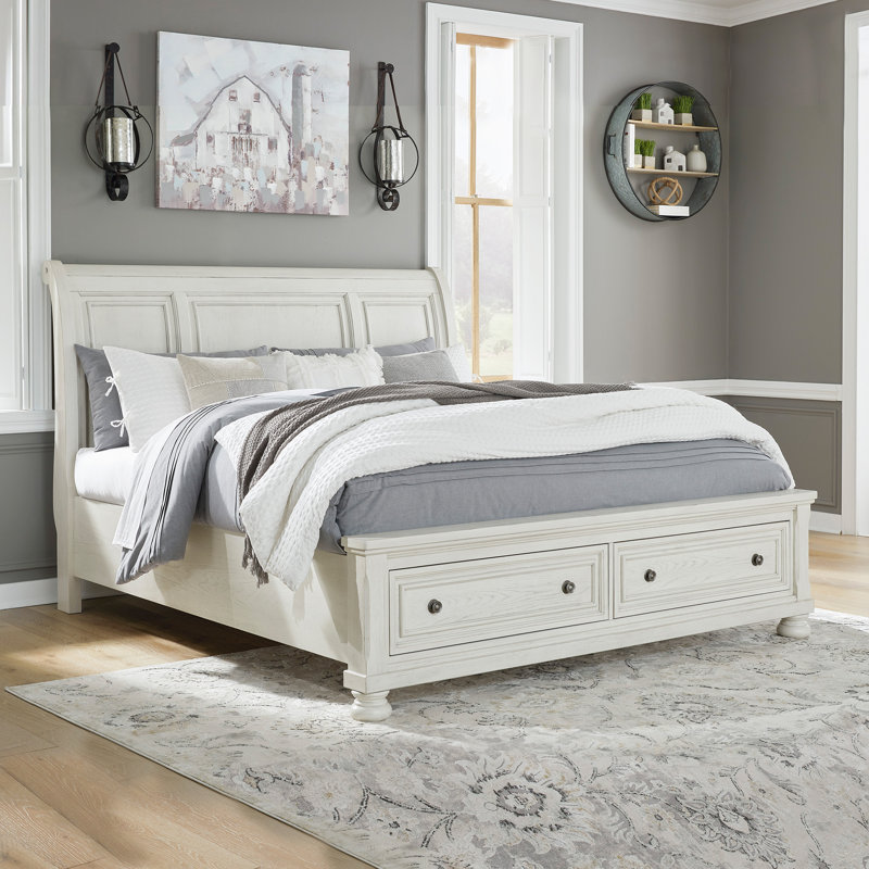 Geovana Sleigh Storage Bed, King