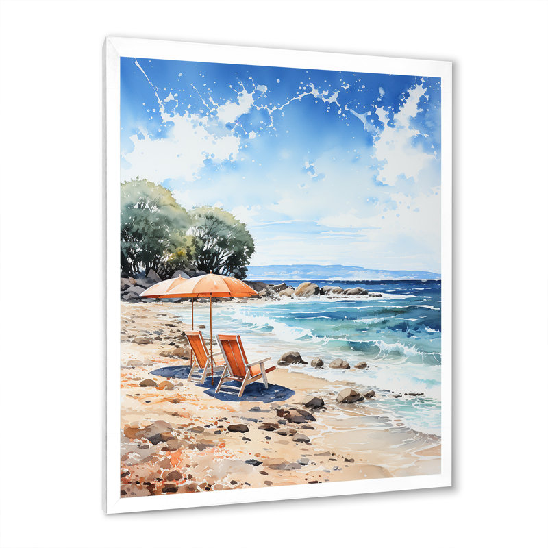Parasol de plage Splash II - imprimé, H 20 po x l 12 po x P 1 po, Cadre simple blanc