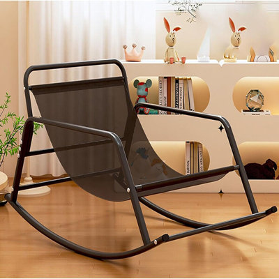 Patio Rocking Chair Outdoor & Indoor, Metal Patio Lounge Recliner Chair With E-coated Comfy Modern Cozy Rocker Chair For Patio Porch Garden Backyard