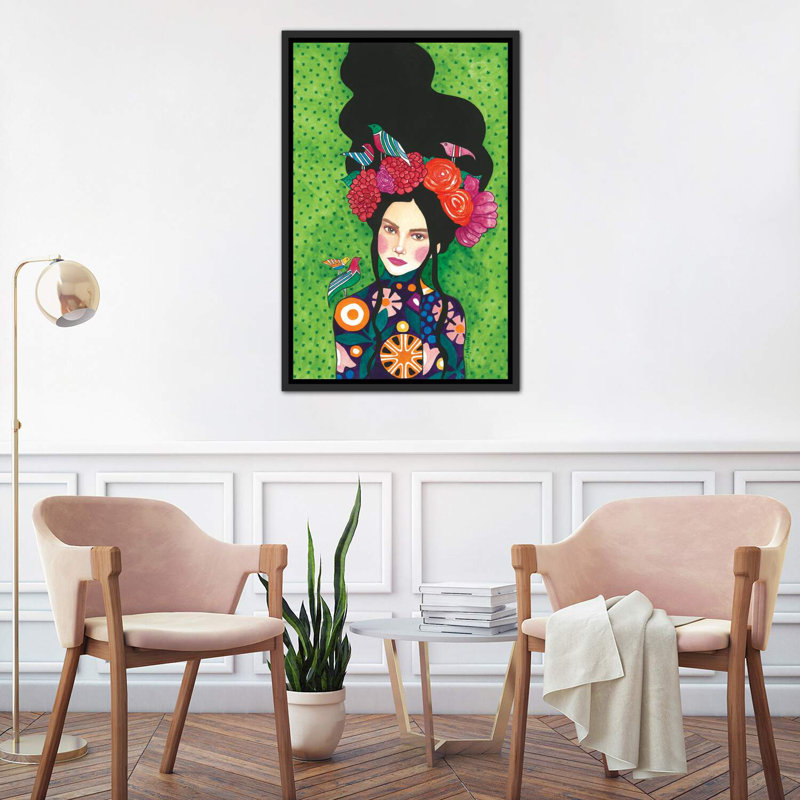 «Best Kept Secret» par Hülya zdemir - impression d'art graphique, H 40 po x l 26 po x P 1,5 po, Toile avec cadre noir patiné