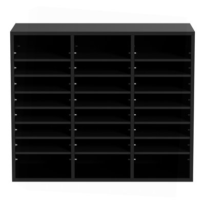 Organisateur de documents en bois, 24 compartiments, trieur de dossiers avec tablettes amovibles, fente pour boîtes aux lettres pour l'organisation de salles de classe de bureau à domicile, certifié EPA, noir