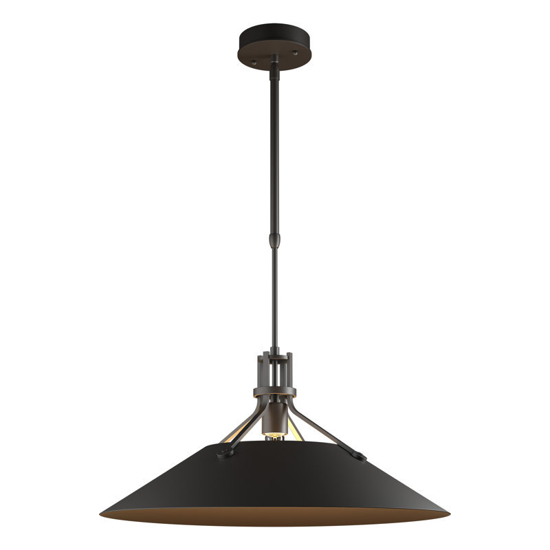 Henry Outdoor Pendant with Metal Shade, 11.8" H x 23.2" W x 23.2" D, Oil Rubbed Bronze