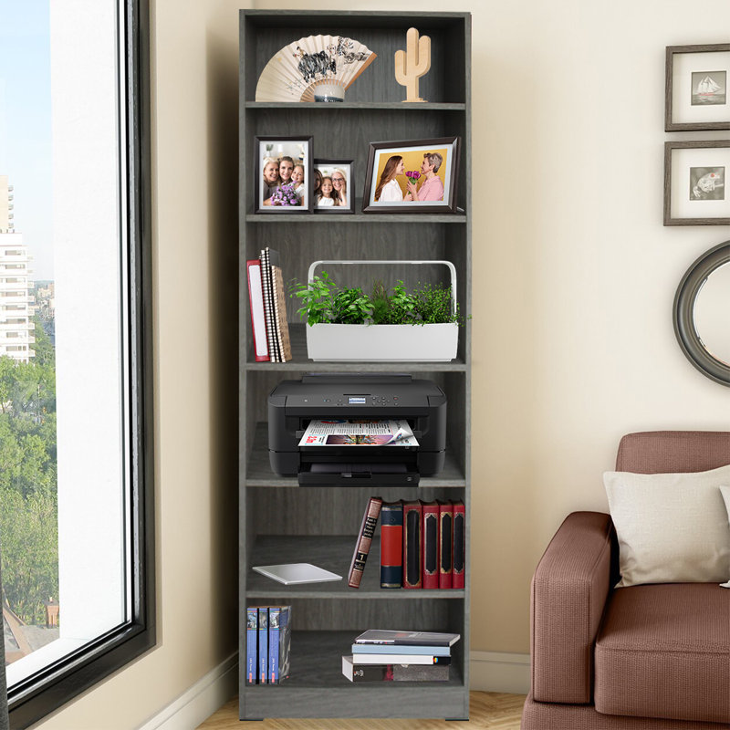 Troche 181.7cm H x 60.2cm W Bookcase, Graphite Oak