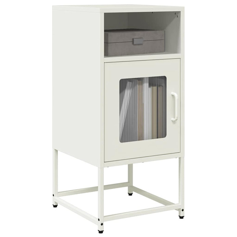Beautrice 36cm W Steel Bedside Table, White