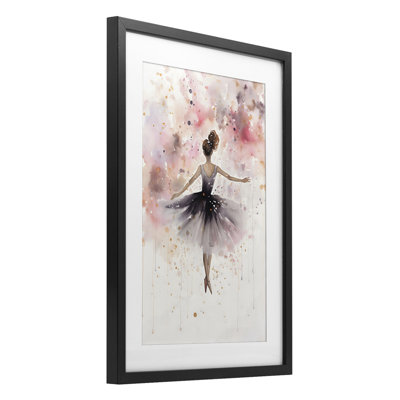 Watercolor Ballerina Atmosphere Framed Print Under Glass, design by Creative Studio