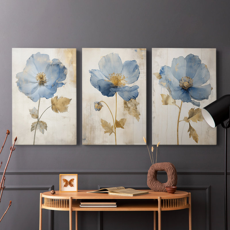 Floral Study Series XVIII - Ensemble de toiles tendues avec châssis Premium - Prêt à être accroché
