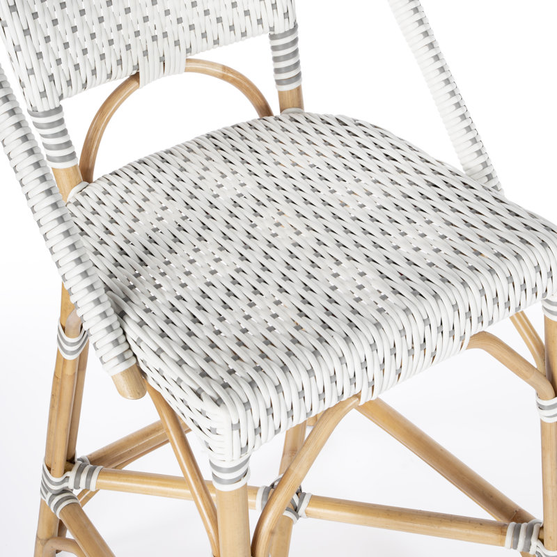 Solstice Rattan 25" Counter Stool, White/Gray Dot