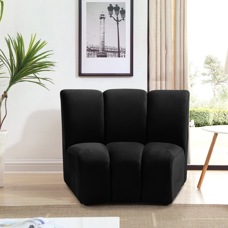 Dabir Velvet Slipper Chair, Black Velvet