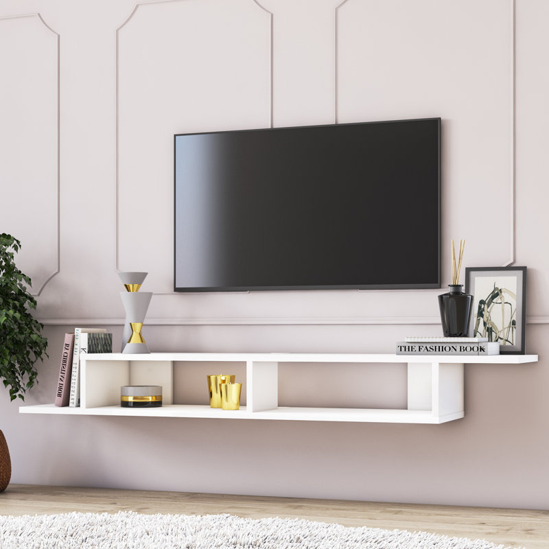 Keteri Unfinished Floating TV Stand for TVs up to 65", White