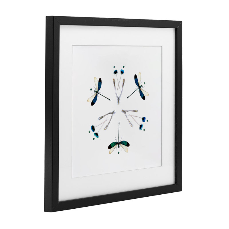 «Simple Dragonfly Symmetry», reproduction imprimée sous verre encadrée par Beth Adoette, H 13 po x l 13 po