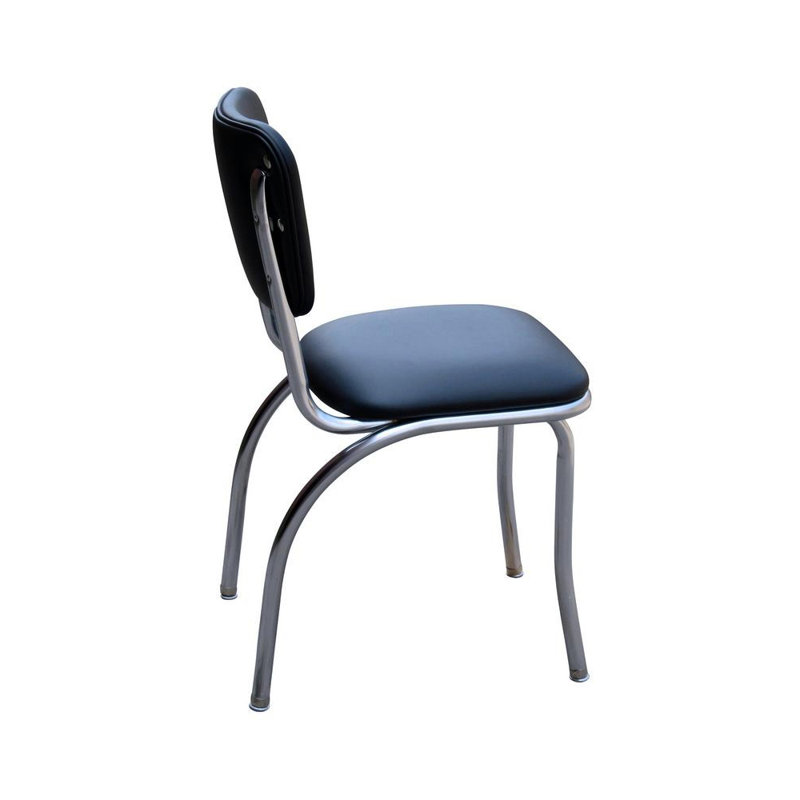 Chaise de salle à manger rembourrée rétro, Noir