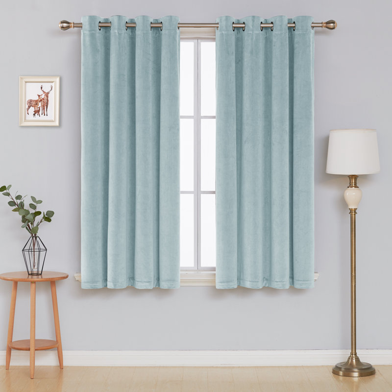 Faroe Blackout Curtain Pair, Light Blue, Width 117 x Drop 183 cm