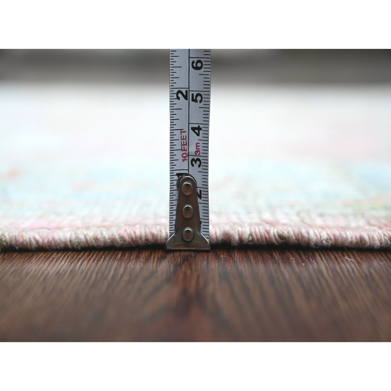 Tapis de couloir en laine noué à la main 2 pi 9 po x 9 pi 7 po angora rose E96364B864154DAEAFBB0D438B93E166