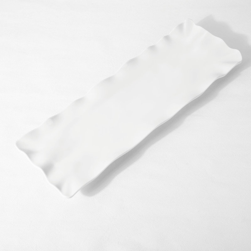 2-Piece White 20 3/4" Melamine Serving Tray