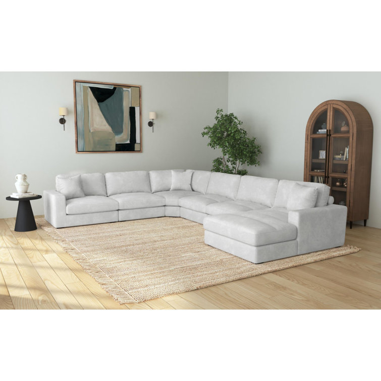 Picket House Furnishings Mesa Modular Sectional Set with Chaise in Steno Stone