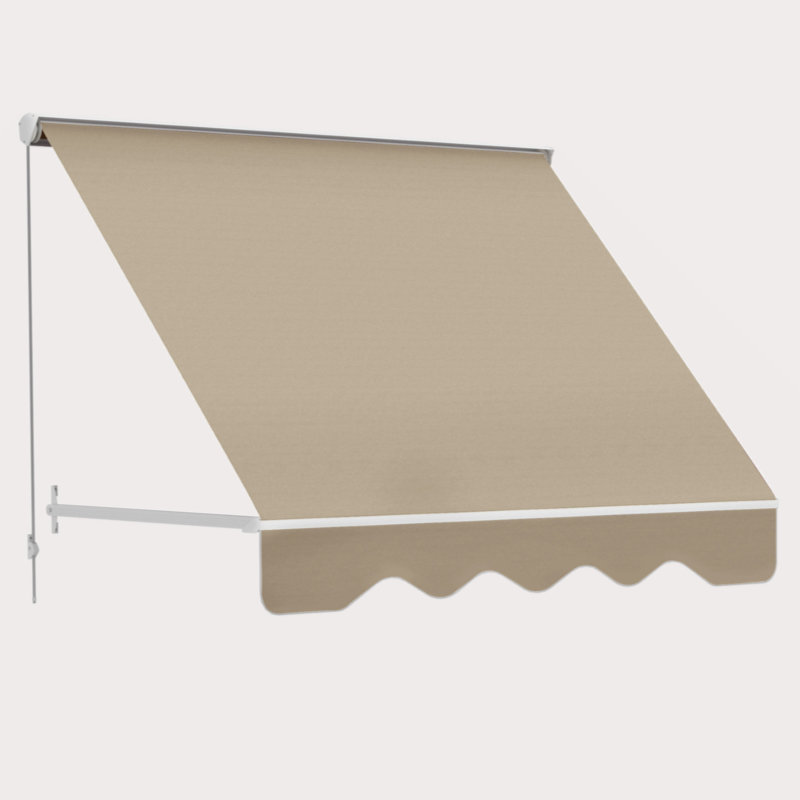 Outsunny 6' Drop Arm Manual Retractable Window Awning Sun Shade Shelter For Patio Balcony Outdoor, Aluminum, Cream White
