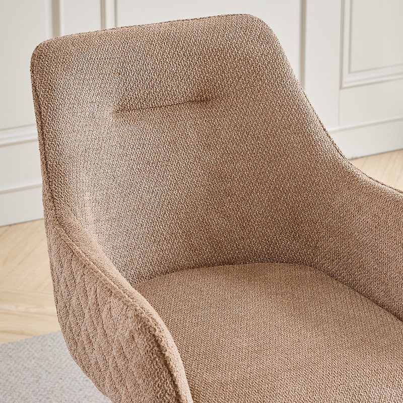 Linen Blend Upholstered Armchair, Light brown, Light brown, 6