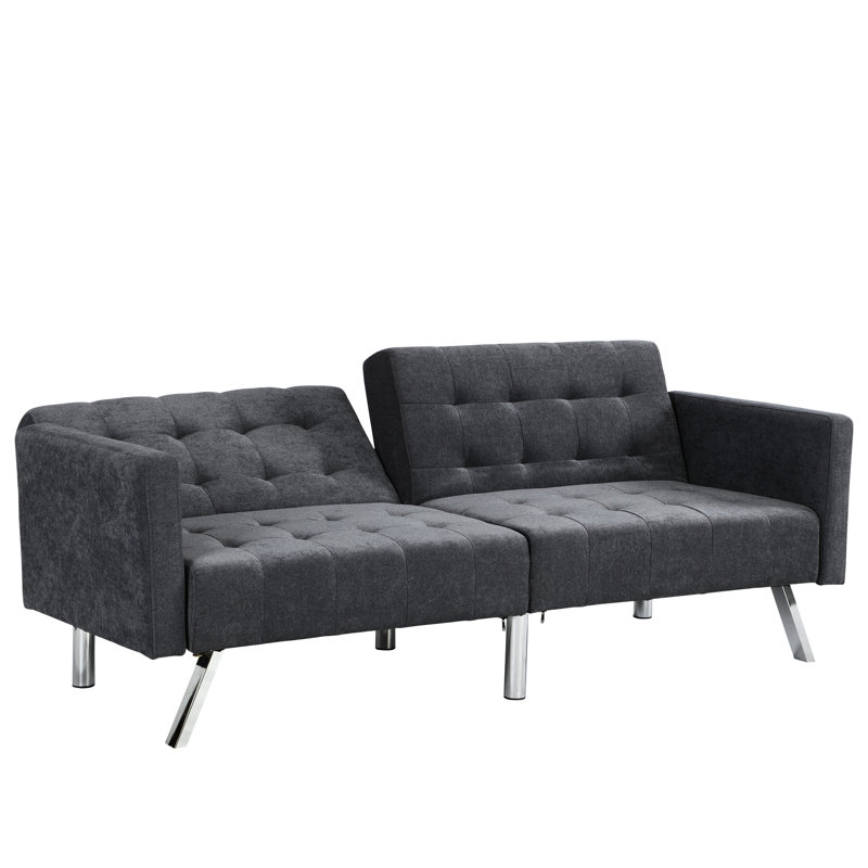 Dark Gray Sleeper With Simple Assembly Process Grey Lounge Couch Base, 29.07" H x 73.26" W x 32.07" D, Dark Gray
