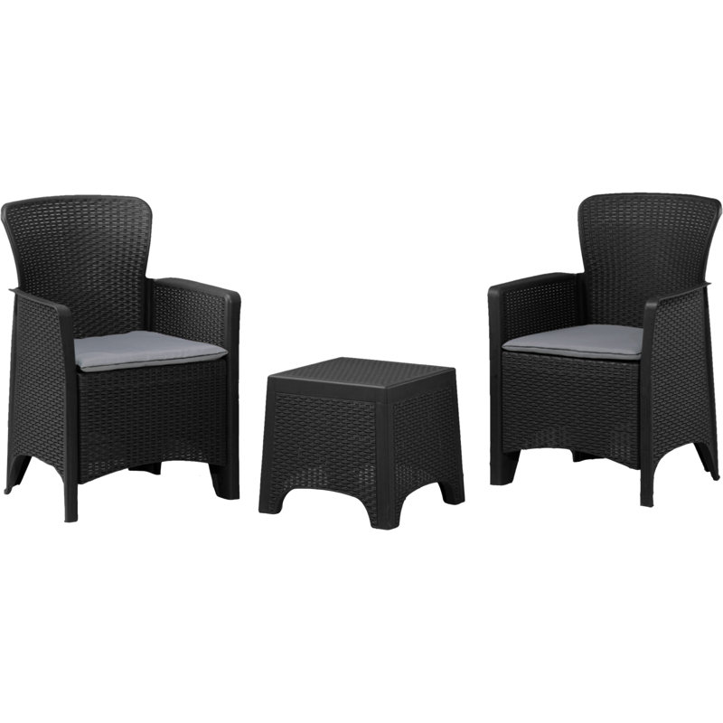 Ensemble de conversation à assise profonde et coussins 3 pièces, Noir