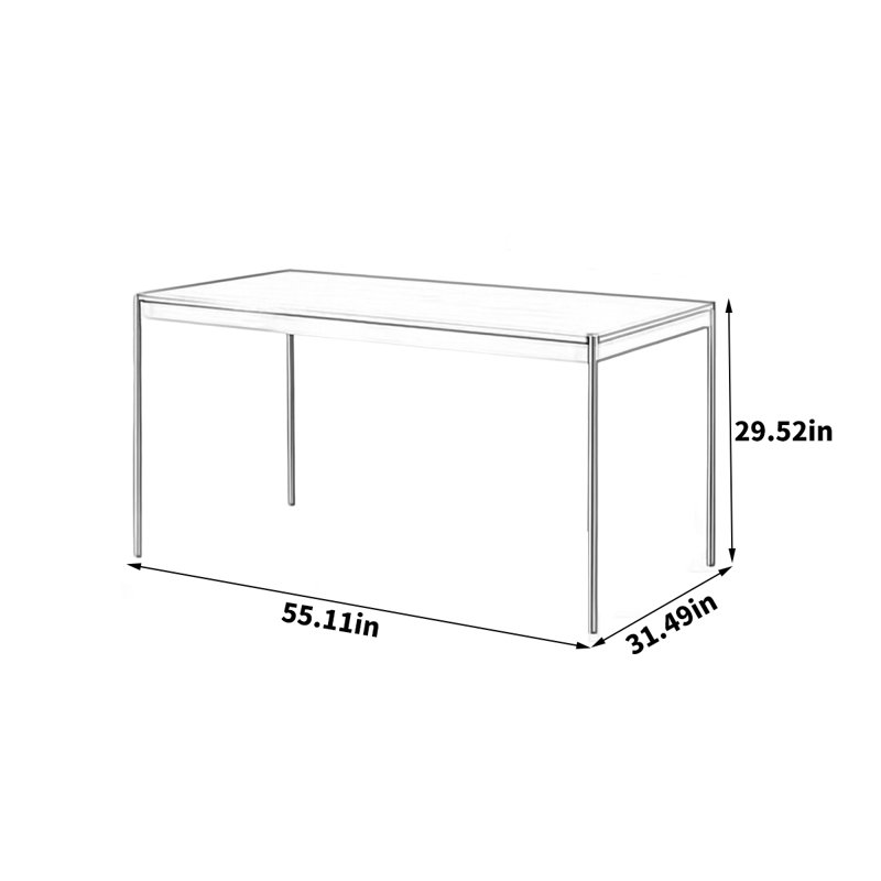 Table de salle à manger de style nordique Aathyn, H 29,52 po x L 55,11 po x l 31,49 po