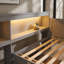 Lit de jour moderne avec rangement, lumière DEL, station de charge et bureau - gris-629245443