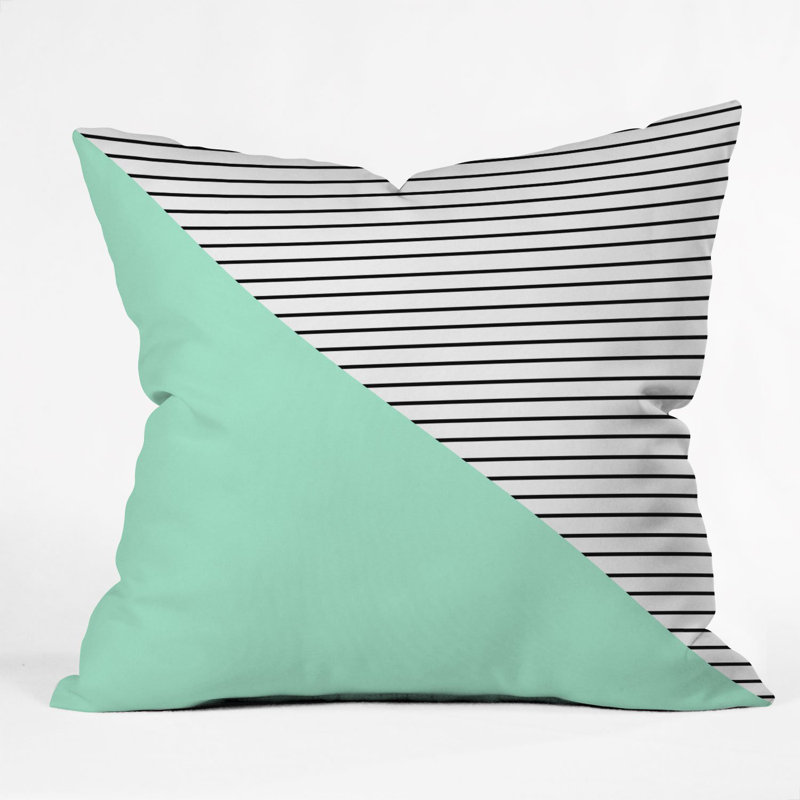 Coussin intérieur / extérieur Allyson Johnson Mint and Stripes, 18 po x 18 po