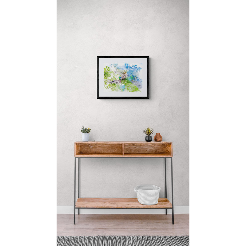 Ducks 0134 par Chamira Young - Peinture, Papier avec cadre noir, H 17,25 po x l 21,25 po